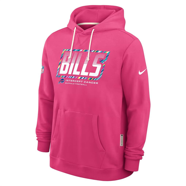 Men's Buffalo Bills Pink 2026 Crucial Catch Sideline Standard Issue Dri-FIT Pullover Hoodie